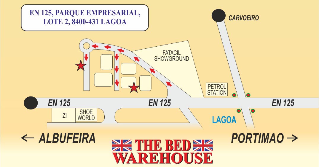 Map to The Bed Warehouse Portugal